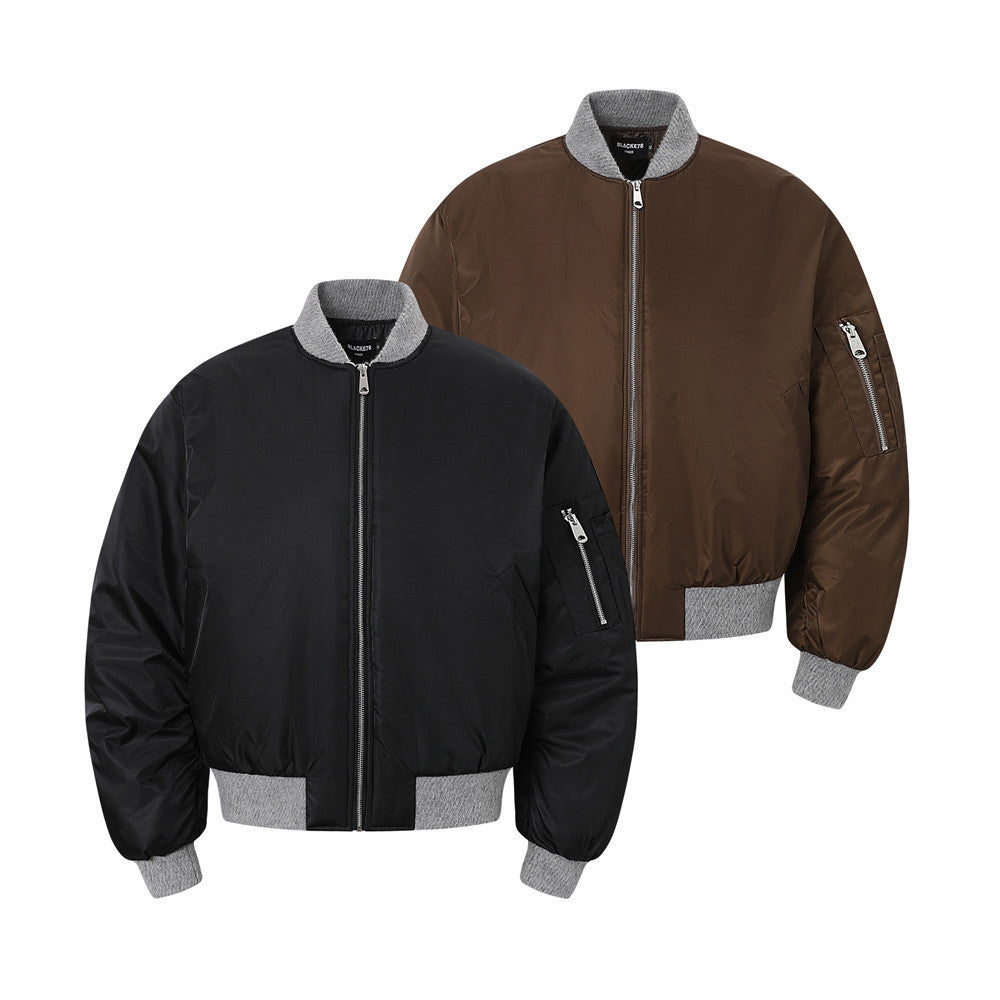 Men's Bomber Jacket Oversized MA-1 Flight Jacket with Ribbed Trim
