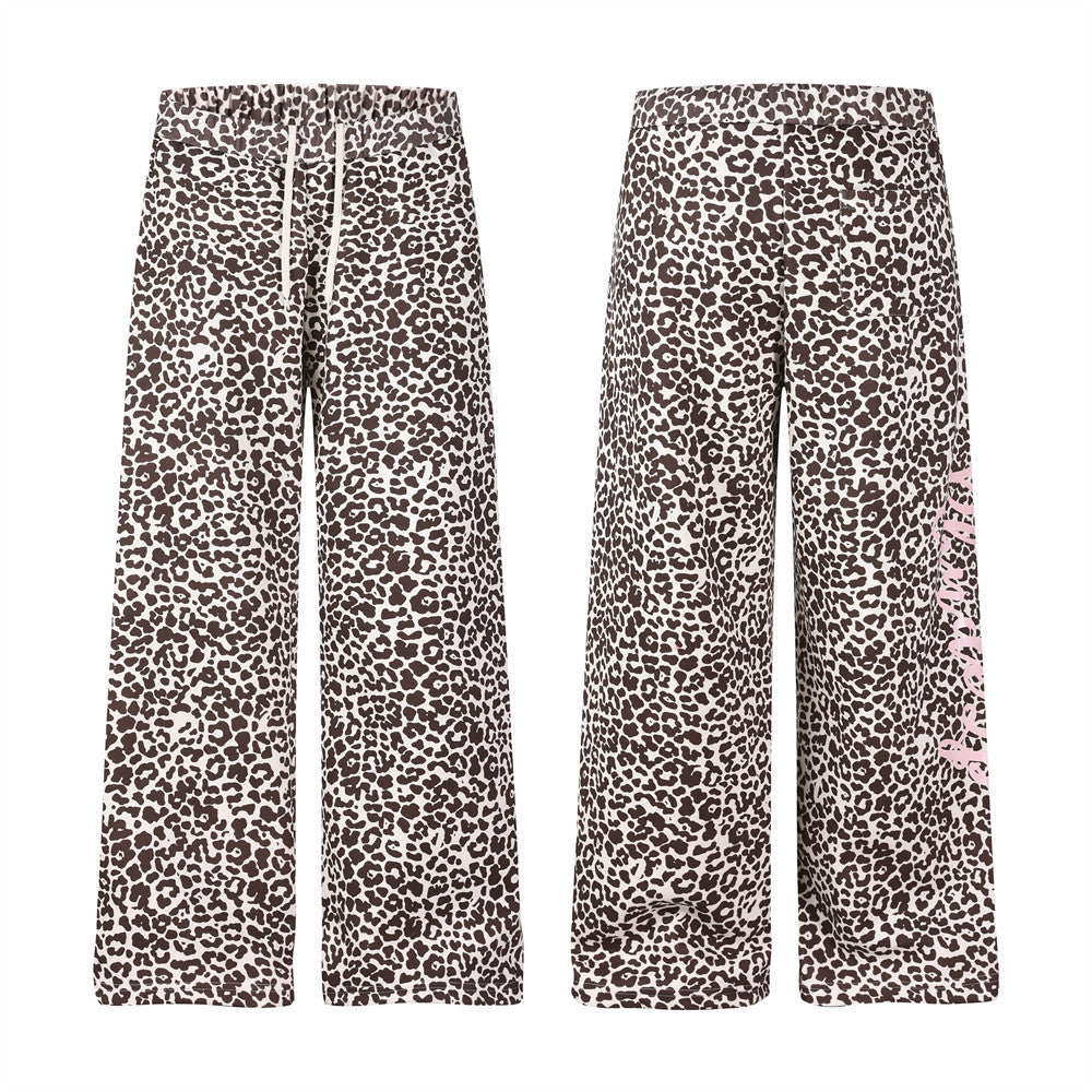 Leopard Print Wide-Leg Sweatpants – Relaxed Fit Casual Trousers
