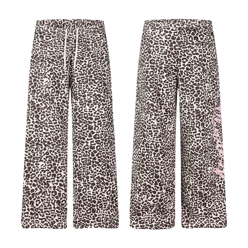 Leopard Print Wide-Leg Sweatpants – Relaxed Fit Casual Trousers