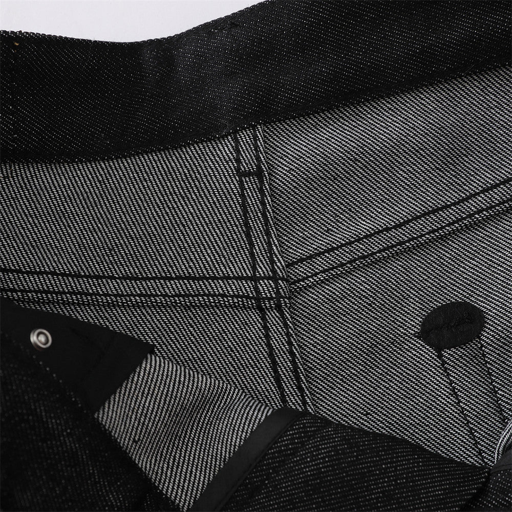 Black Baggy Flare Cargo Jeans – Wide Leg Denim with Rivet & Patch Detail