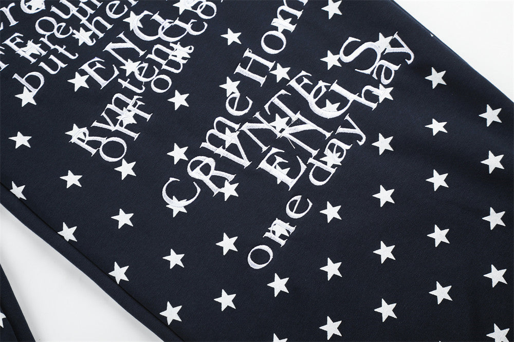 Wide-Leg Star & Letter Print Pants – Men's Hip-Hop Streetwear Baggy Fit