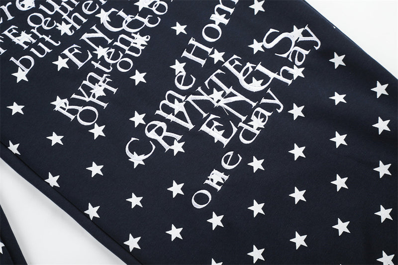 Wide-Leg Star & Letter Print Pants – Men's Hip-Hop Streetwear Baggy Fit