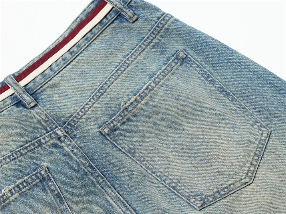 Men's Vintage Washed Wide-Leg Barrel Jeans – Oversized Streetwear Denim with