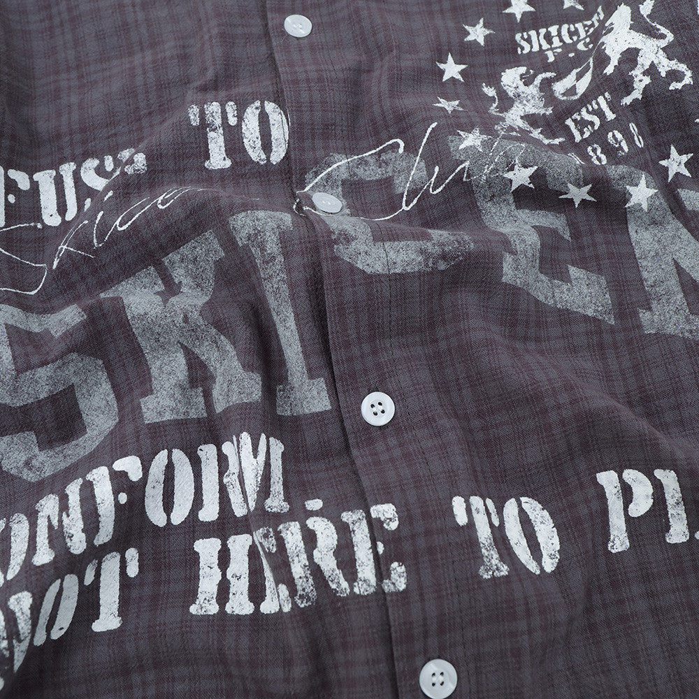 Men's Plaid Graphic Button-Down Shirt – Oversized Streetwear Long Sleeve