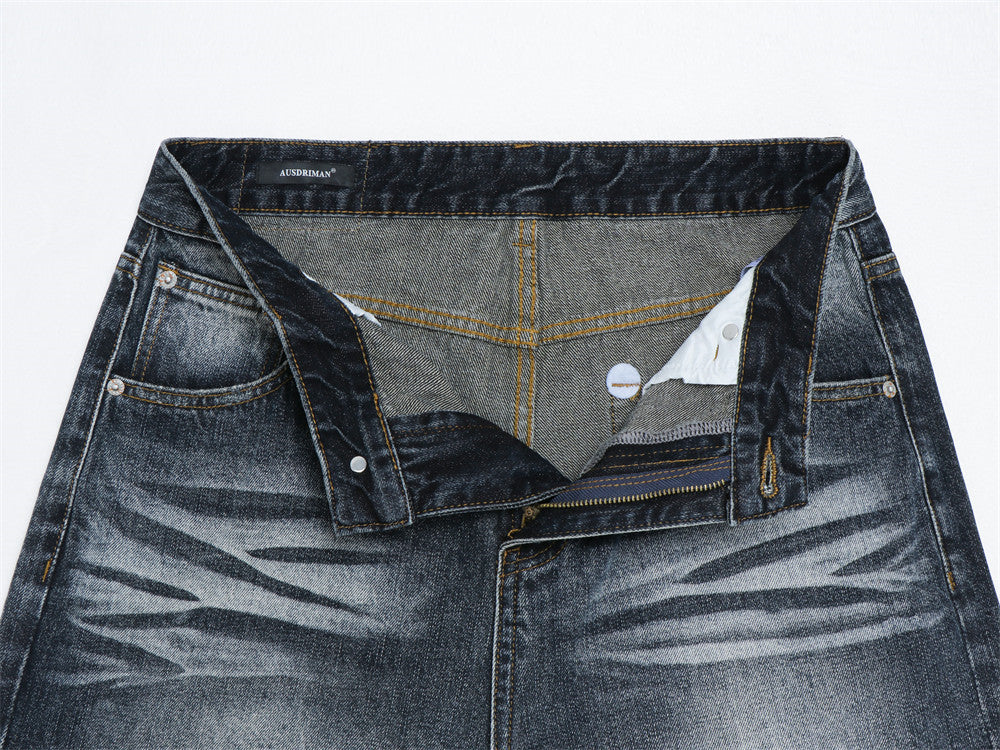 Jean gris baggy homme – Denim vintage délavé à jambes larges et effet usé