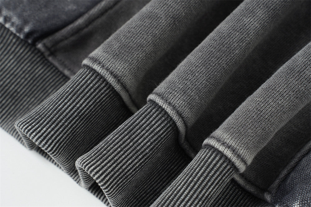 Hoodie oversize à enfiler délavé à l’acide – Streetwear vintage délavé à empiècements