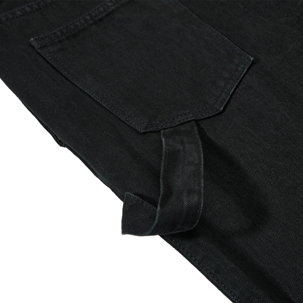 Wide-Leg-Carpenter-Jeans – Herrenjeans aus gewaschenem Denim mit asymmetrischer Knopfleiste und Utility-Details