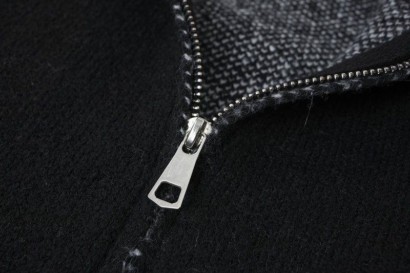 Gilet-pull zippé en maille jacquard avec imprimé lettres