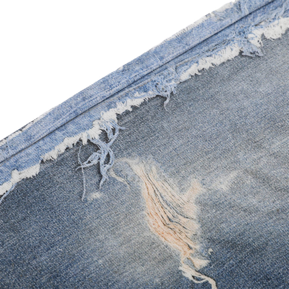 Wide-Leg Distressed Jeans – Post-Apocalyptic Raw-Edge Washed Denim