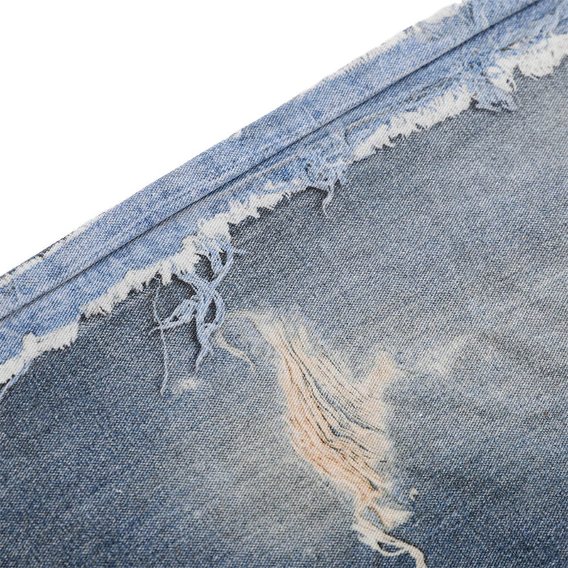 Wide-Leg Distressed Jeans – Post-Apocalyptic Raw-Edge Washed Denim