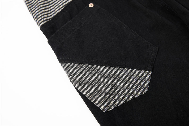 Wide-Leg Cargo Pants with Contrast Stripe Pockets – Men's Relaxed Straight