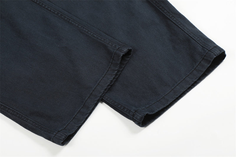 Wide-Leg Straight-Cut Trousers – Men's Relaxed Utility Pants with Back Pocket