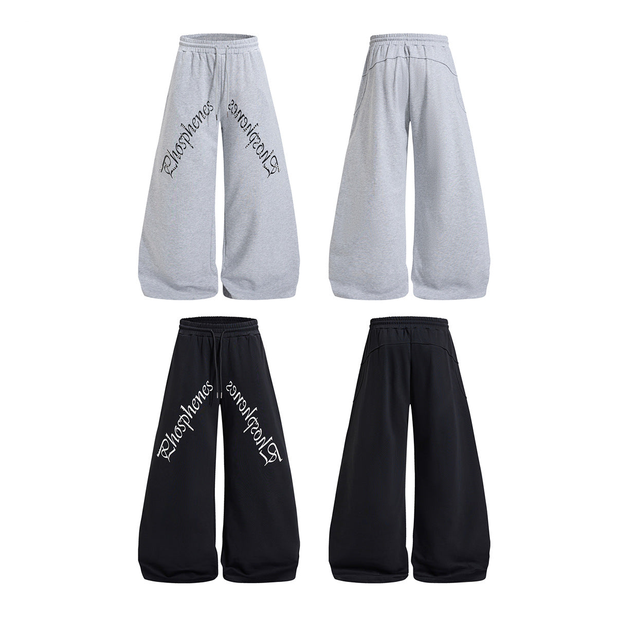 Pantalon de survêtement à jambes larges avec imprimé gothique – Pantalon molletonné baggy hip-hop