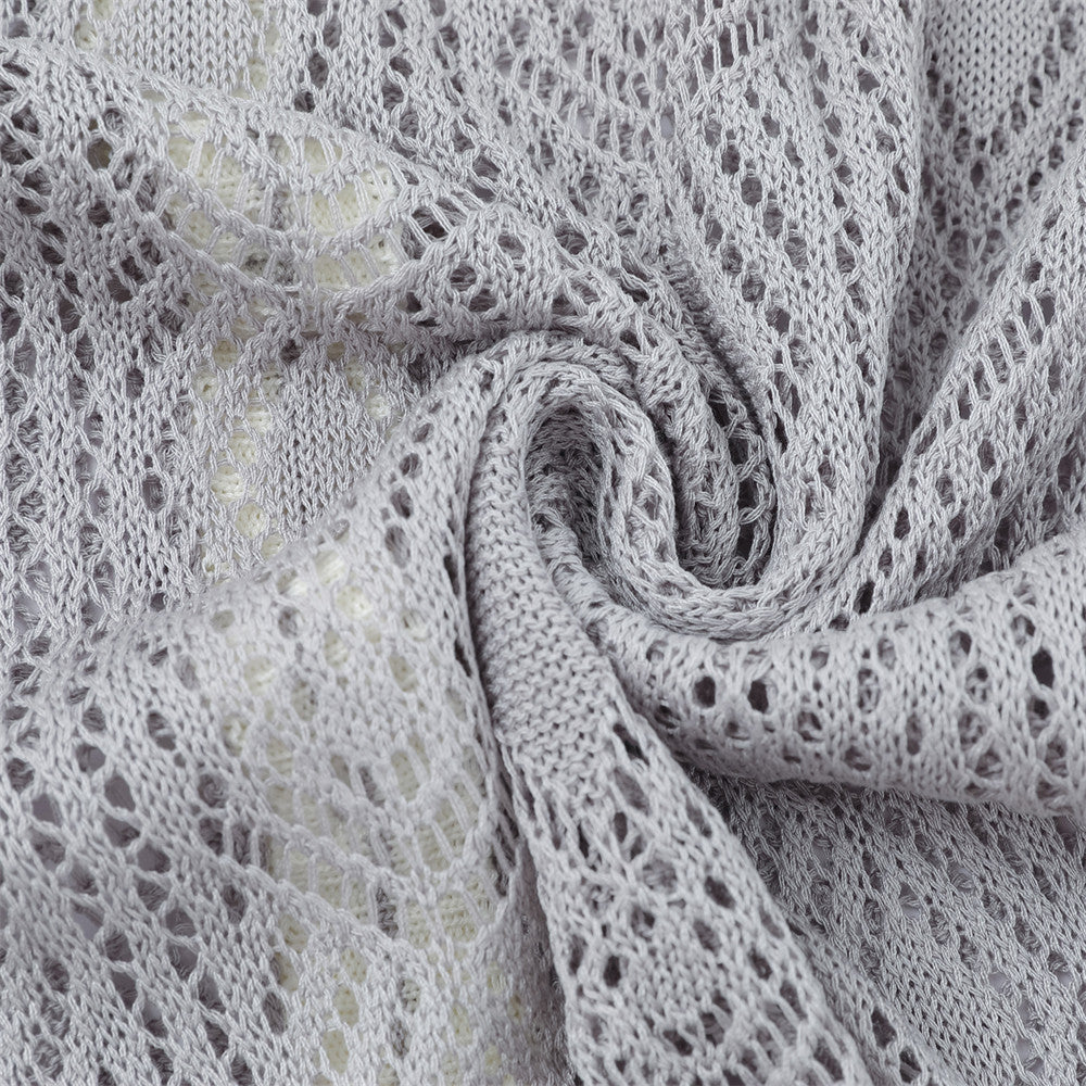 Cardigan en maille ajourée à col rond pour homme – Texture losanges, coupe décontractée
