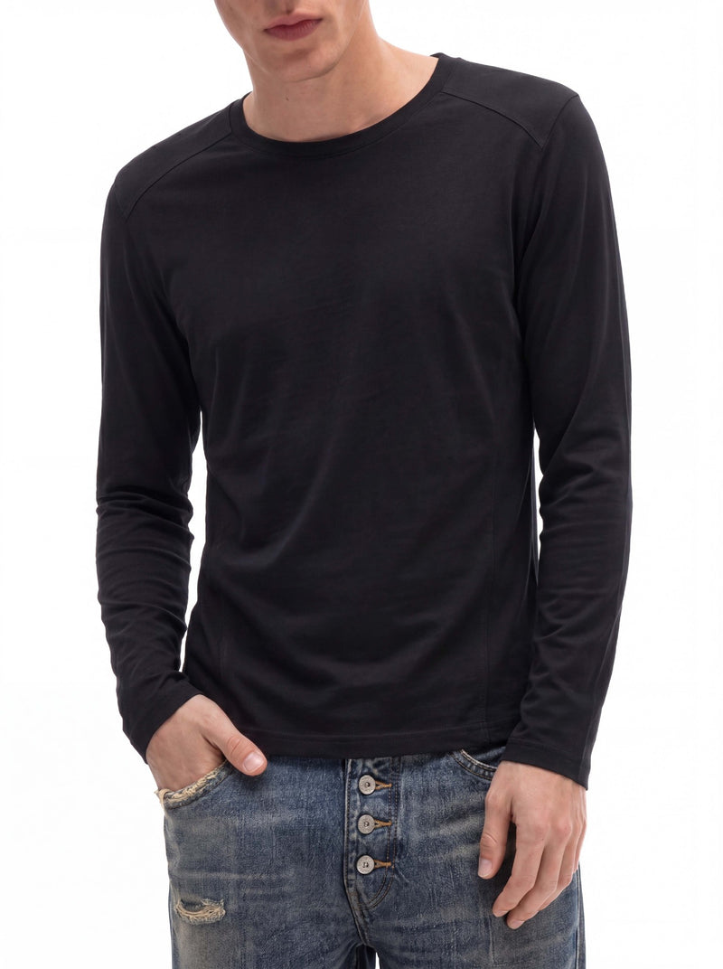 Men's Long Sleeve Crew Neck T-Shirt – Slim Fit Raglan Shoulder Tee