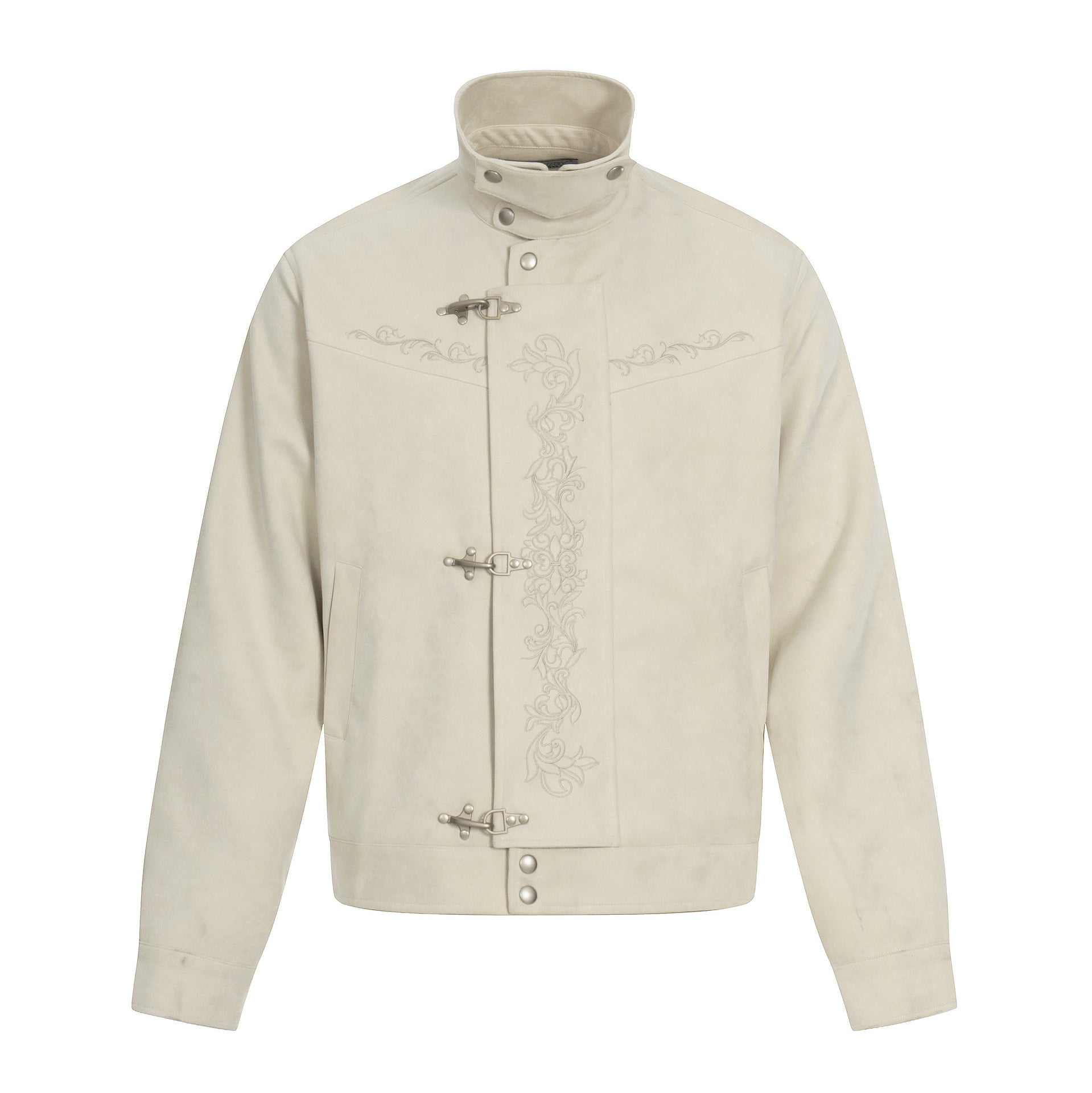 Veste en daim à fermoirs brodés – Style vintage américain Detroit pour homme