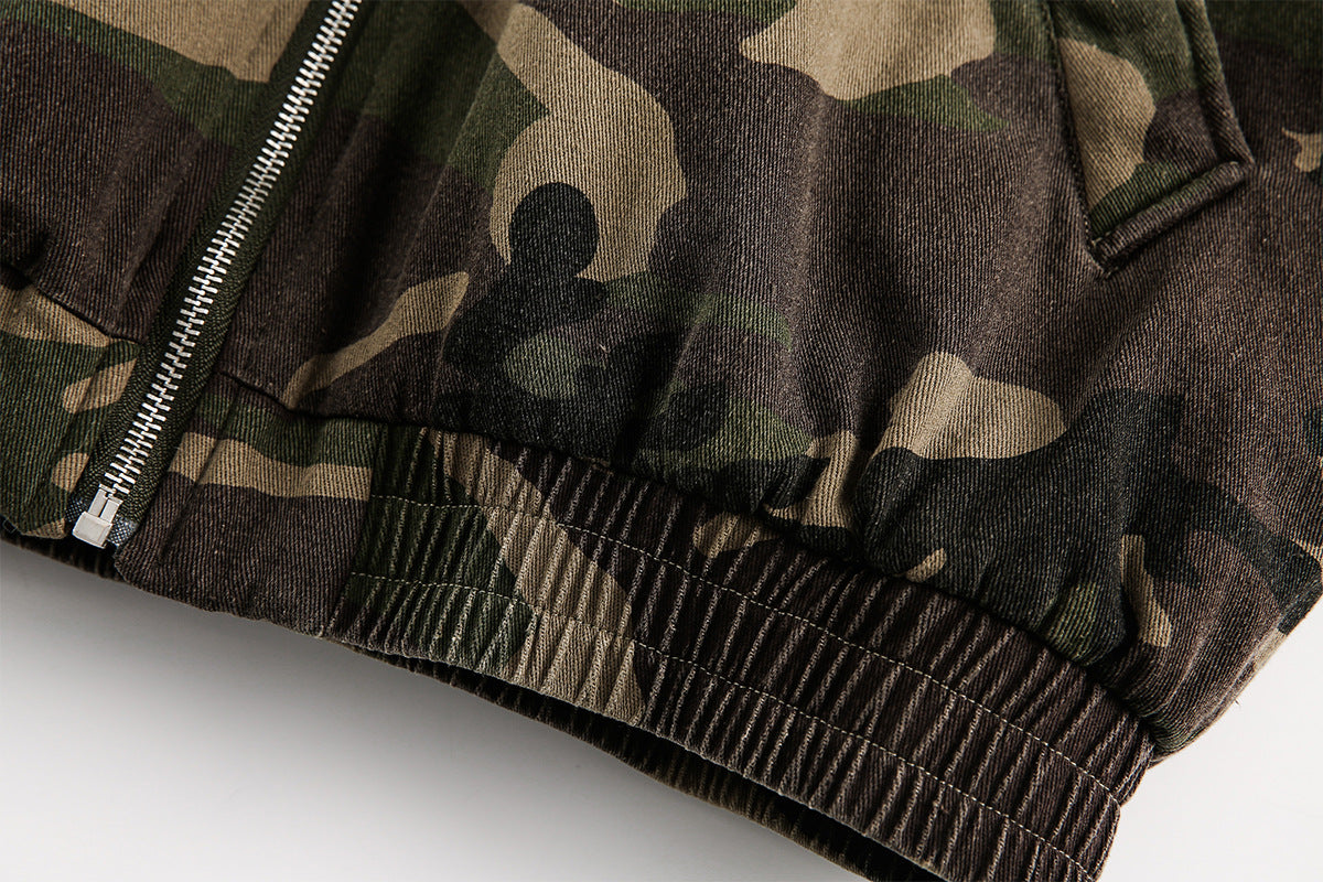 Blouson bomber homme camouflage doublé en fausse fourrure avec capuche