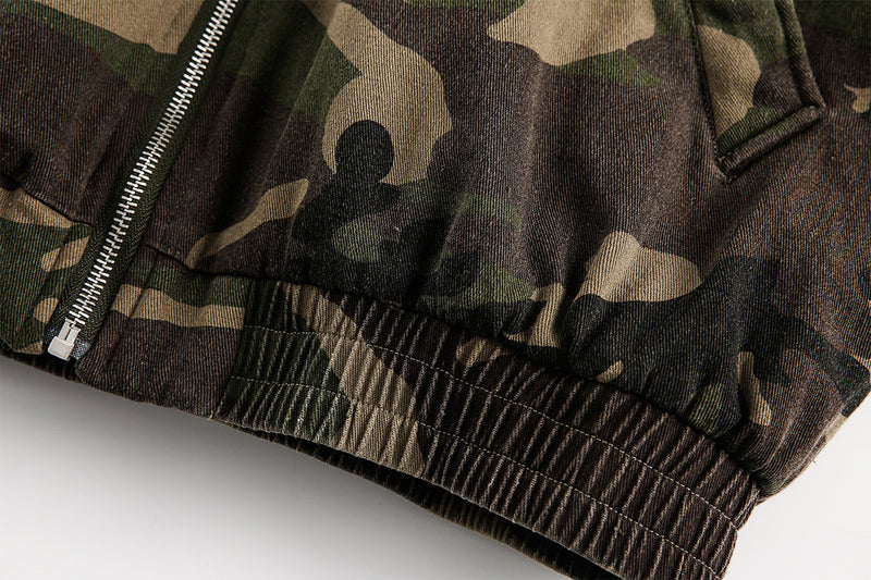 Blouson bomber homme camouflage doublé en fausse fourrure avec capuche