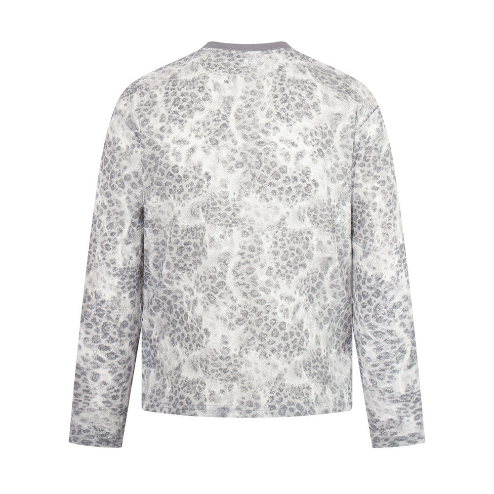 Leopard Print Long Sleeve T-Shirt – Relaxed Fit Crew Neck