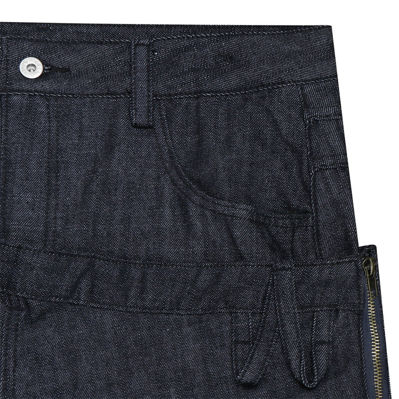 Jeans à double ceinture et jambes larges – Denim droit et ample pour homme avec empiècement diagonal