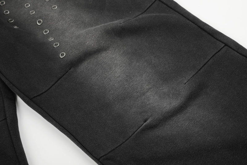 Pantalon de survêtement wide leg – Jogger droit noir délavé à œillets métalliques