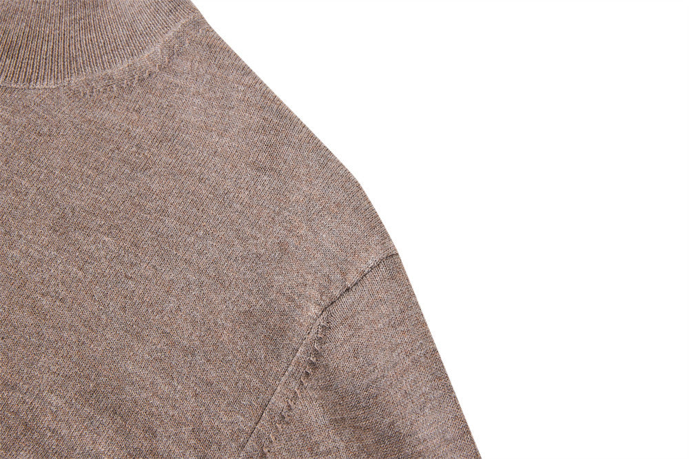 Men's Mock Neck Button-Placket Pullover Sweater