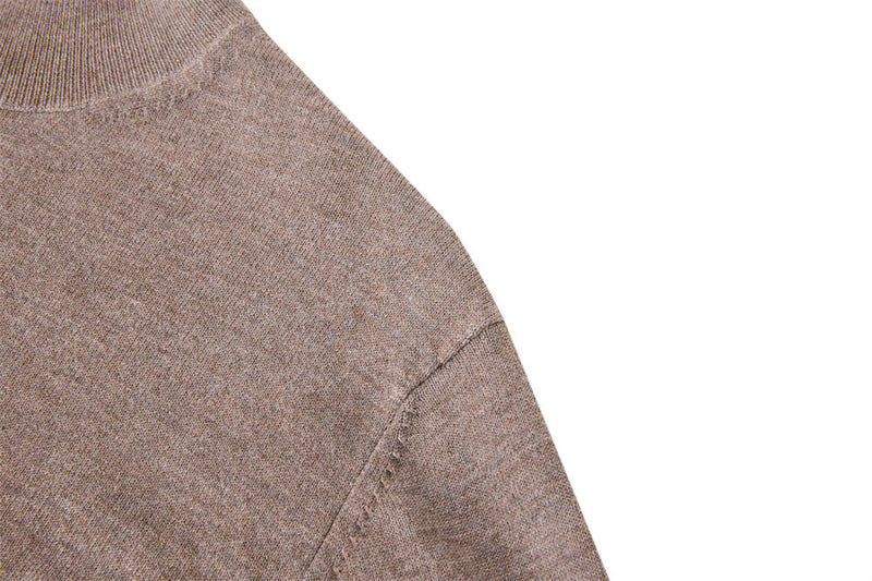Men's Mock Neck Button-Placket Pullover Sweater
