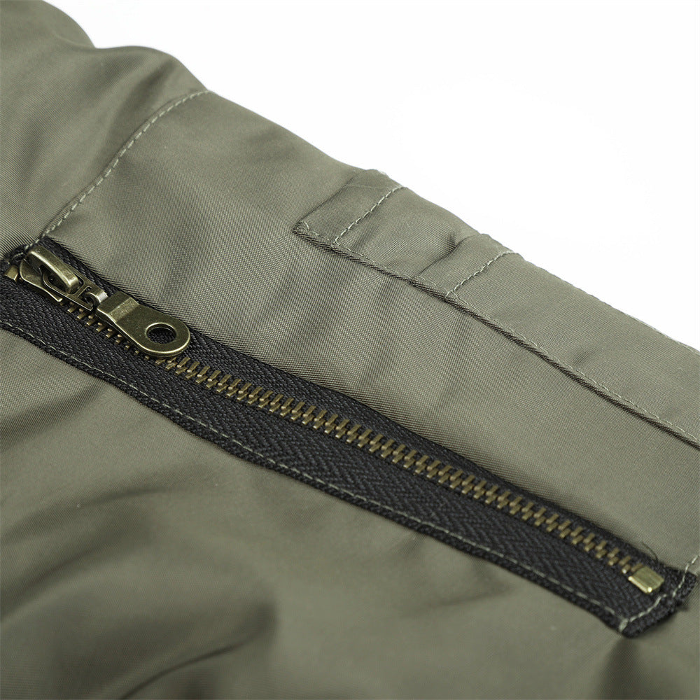 Faux Fur Hood Bomber Jacket – Metal Eyelet Detail Men's Winter Padded Flight