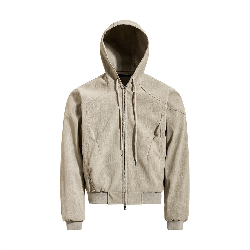 Blouson bomber à capuche – Coupe oversize zippée et tissu texturé