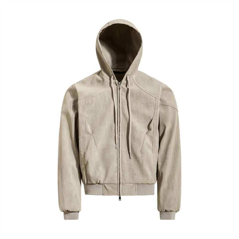 Blouson bomber à capuche – Coupe oversize zippée et tissu texturé