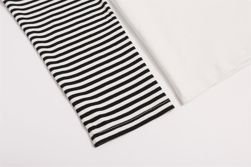 Men's Striped Raglan Long-Sleeve Tee with Music Note Graphic Print