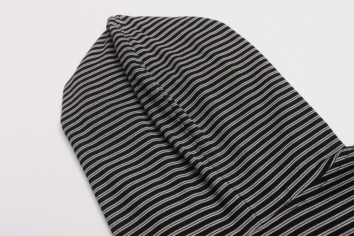 Thin Zip-Up Hoodie Gothic Stripe Black & Grey Cropped Cardigan