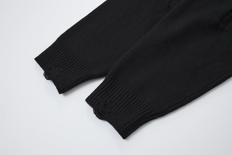 Pull col rond oversize en maille usée avec motif de lettres appliquées