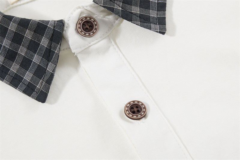 Brooklyn Vintage Layered Polo Shirt with Plaid Sleeves – Relaxed Fit