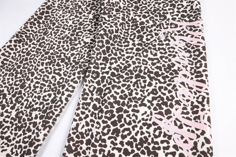 Leopard Print Wide-Leg Sweatpants – Relaxed Fit Casual Trousers