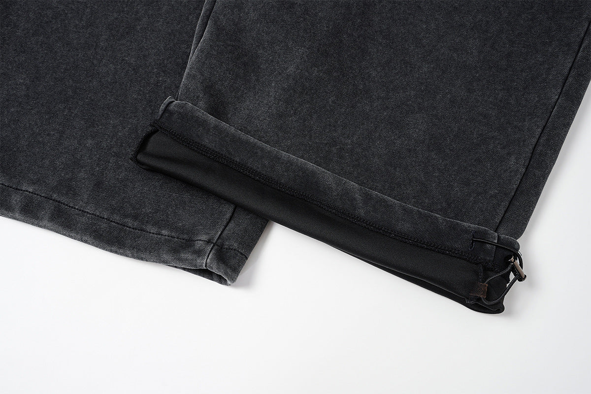 Wide-Leg Sweatpants – Acid Wash Vintage Varsity Graphic, Relaxed Fit
