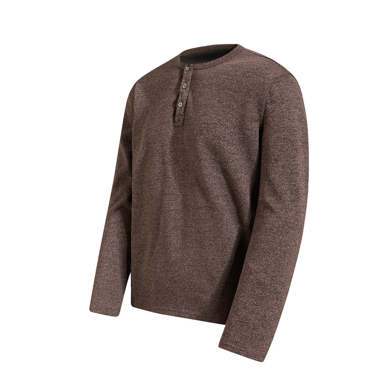 Men's Long-Sleeve Henley T-Shirt – Vintage American Style, Relaxed Fit