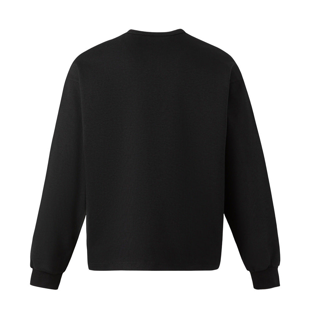 Oversized Butterfly Blur Graphic Long Sleeve Sweatshirt – Relaxed Fit Henley