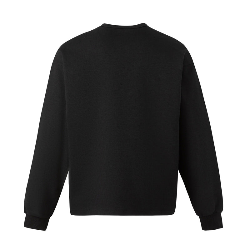 Oversized Butterfly Blur Graphic Long Sleeve Sweatshirt – Relaxed Fit Henley