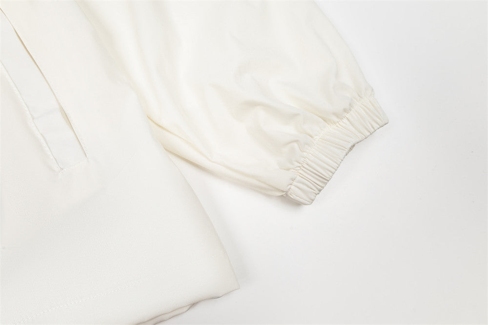 AEEA Oversized Stand Collar Track Jacket with Three-Stripe Sleeves