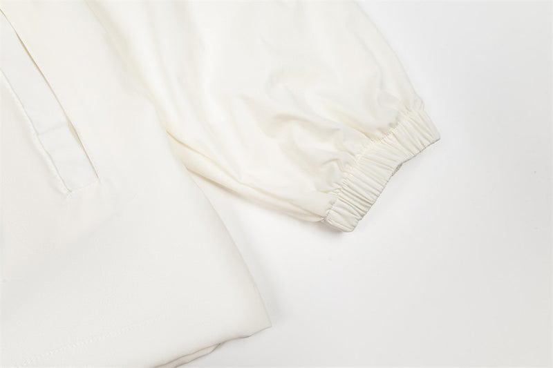 AEEA Oversized Stand Collar Track Jacket with Three-Stripe Sleeves