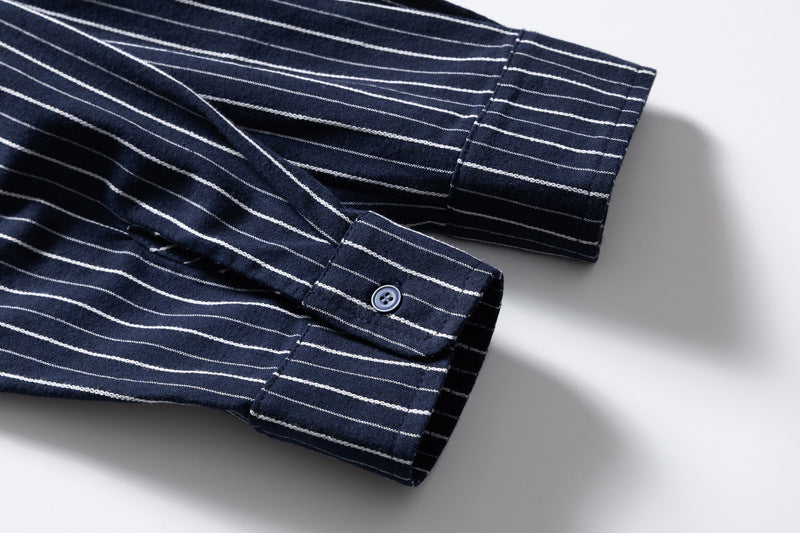 Striped Long Sleeve Shirt – Men's Oversized Relaxed Fit Button-Up