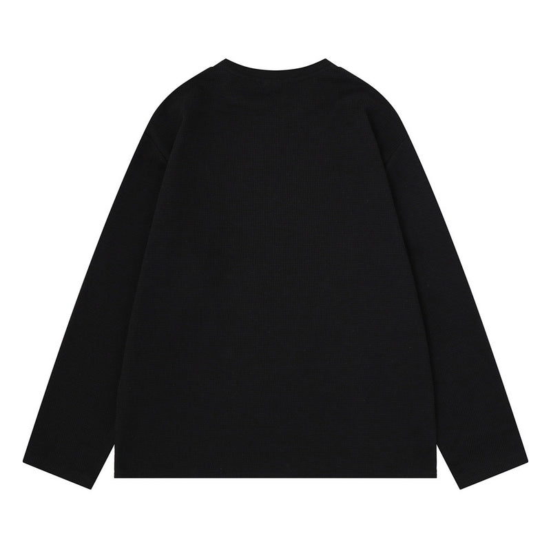 Long Sleeve Graphic Print Crew Neck Shirt – No Regret Graffiti Script, Relaxed