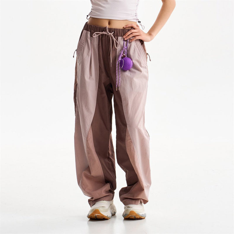 Wide-Leg Colorblock Track Pants – Relaxed Fit Outdoor Sport Trousers