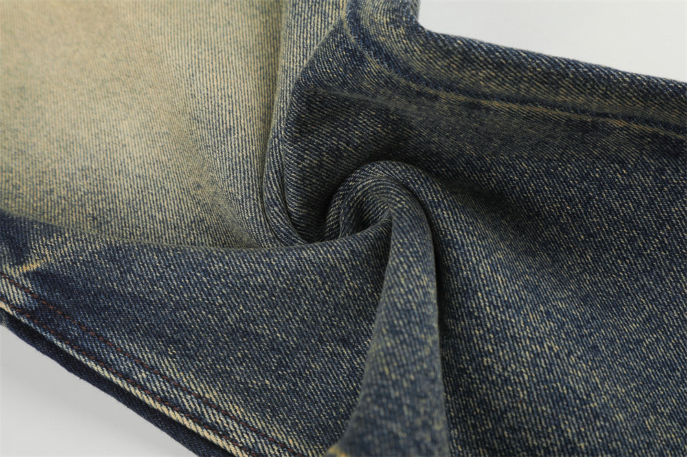 Herren-Jeans mit weitem Bein im Vintage-Washed-Look – Retro-Blauverlauf und Used-Denim