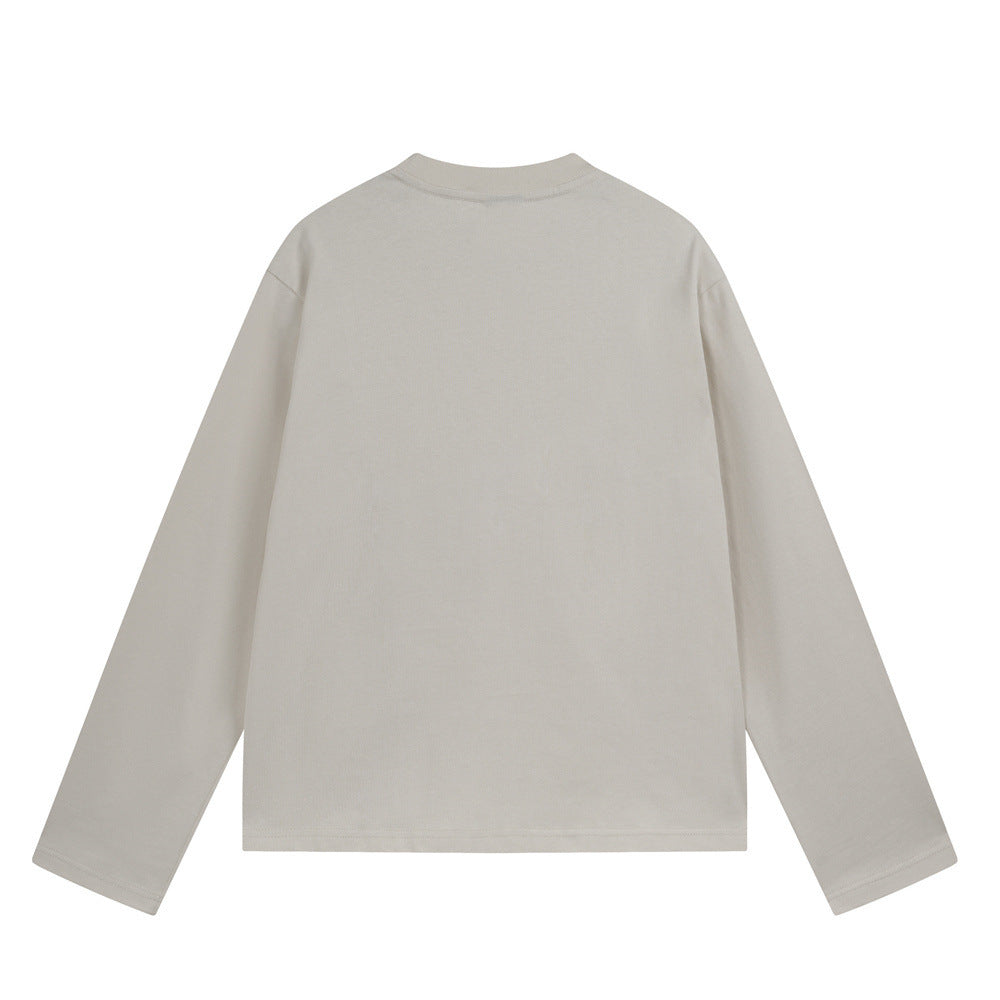 Long Sleeve Graphic T-Shirt – Distressed Letter Print, Relaxed Fit