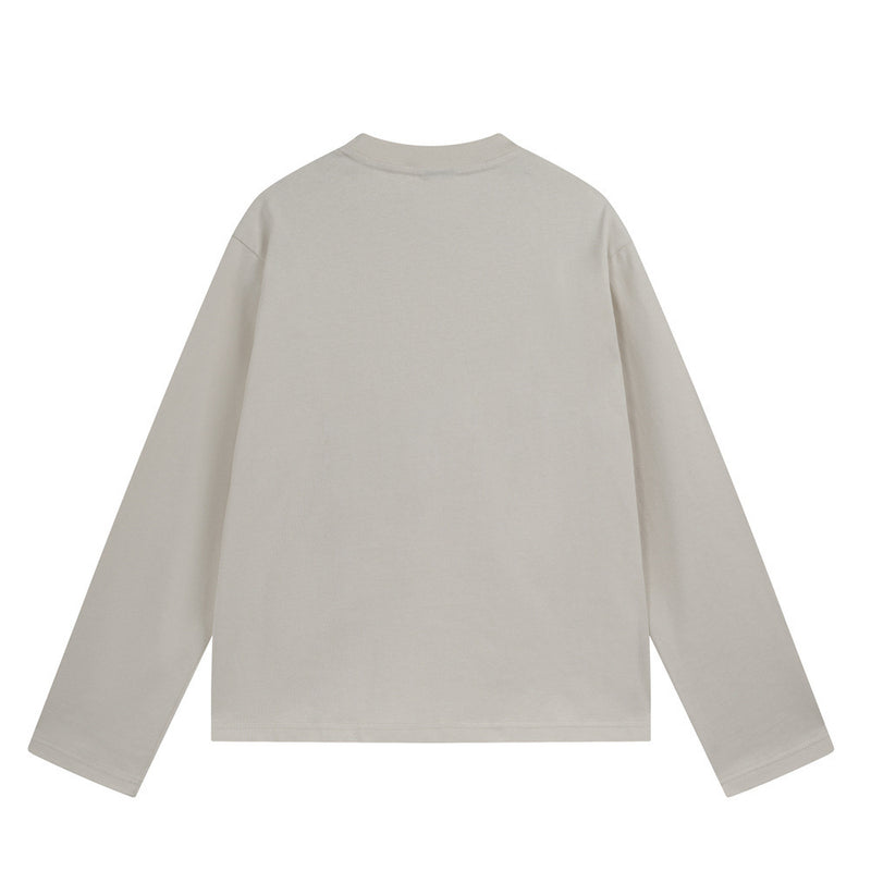 Long Sleeve Graphic T-Shirt – Distressed Letter Print, Relaxed Fit