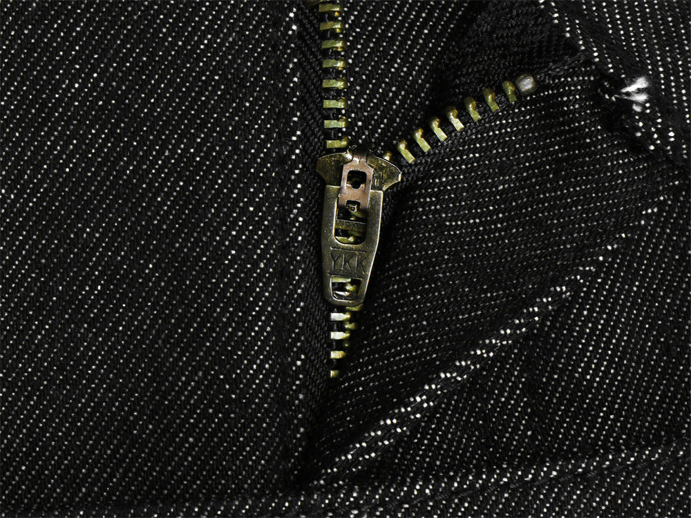 Jean homme en denim brut à jambes larges – Double ceinture, empiècements et silhouette incurvée