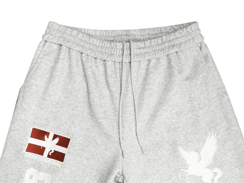 Wide-Leg Sweatpants with Pegasus Embroidery & Letter Patch – Men's Streetwear