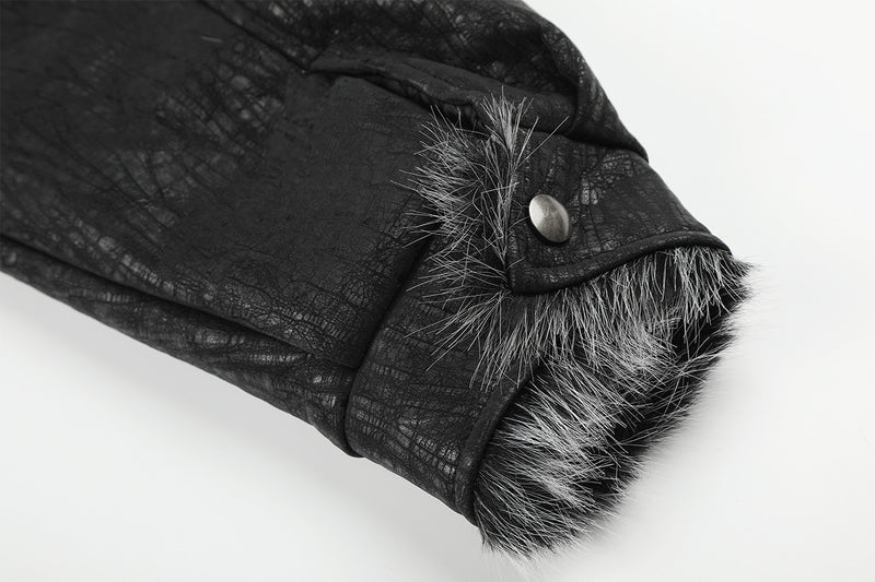 Faux Fur Trim Padded Bomber Jacket — Stand Collar with Buckle Detail